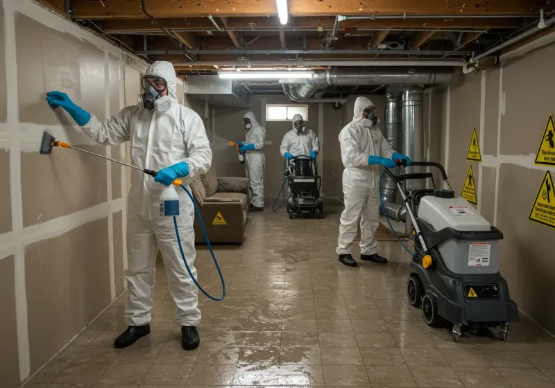 Basement Moisture Removal and Structural Drying process in Stowell, TX